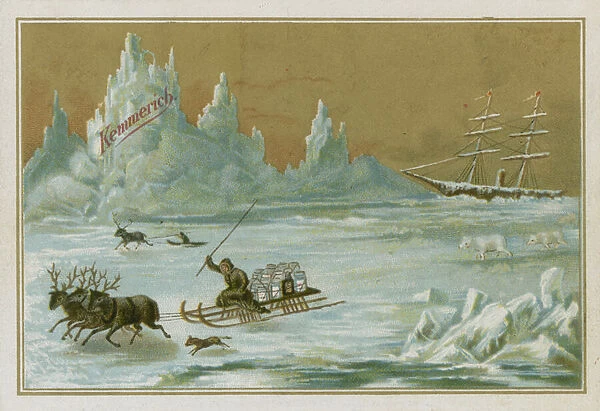 Ship caught in the polar ice (chromolitho)