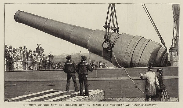 Shipment of the New Hundred-Ton Gun on Board the 'Europa'at Newcastle-on-Tyne (engraving)