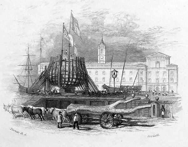 Ships on the stocks at Green, Wigrams & Greens shipyard, 1850