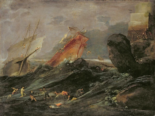 Shipwreck on a Rocky Shore, c. 1645-50 (oil on canvas)