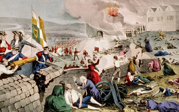 The siege of Limerick, 1848 (hand coloured lithograph)