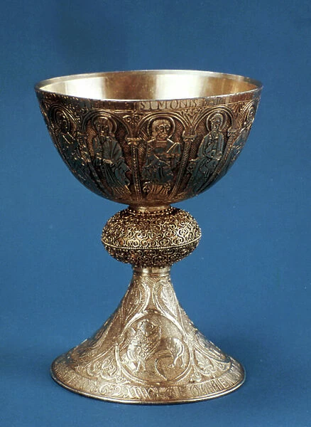 Silver chalice, church plate. 13th century (sacred vessel, Portugal)