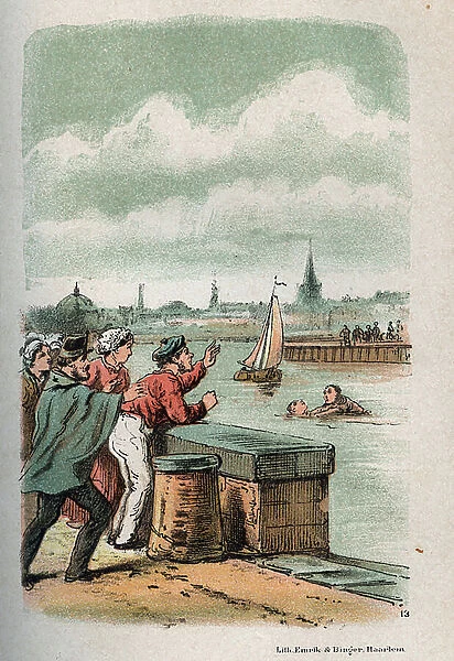 Simon saving a man from drowning, 1887 (illustration)