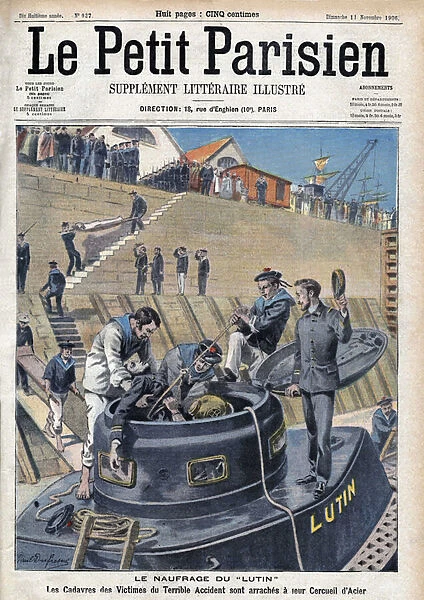 Sinking of a submarine, in 'Le Petit Parisien'on 11  /  11  /  1906 (engraving)