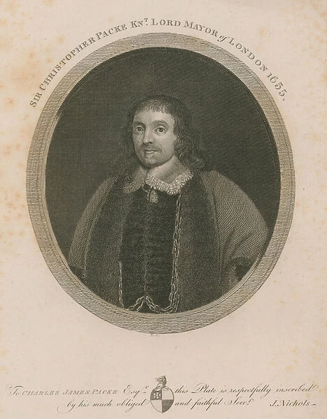 Sir Christopher Packe, Lord Mayor of London, 1655 (engraving)