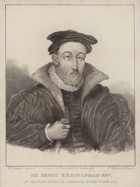 Sir Henry Bedingfeld, Lieutenant of the Tower of London (engraving)
