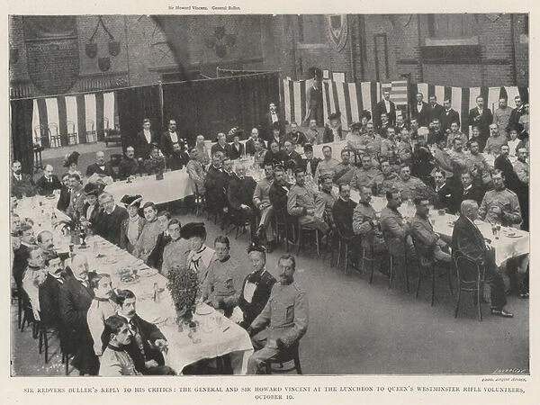 Sir Redvers Bullers Reply to his Critics, the General and Sir Howard Vincent at the Luncheon to Queens Winchester Rifle Volunteers, 10 October (b  /  w photo)