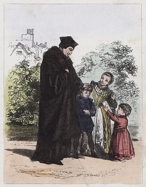 Sir Thomas More and his Children (coloured engraving)