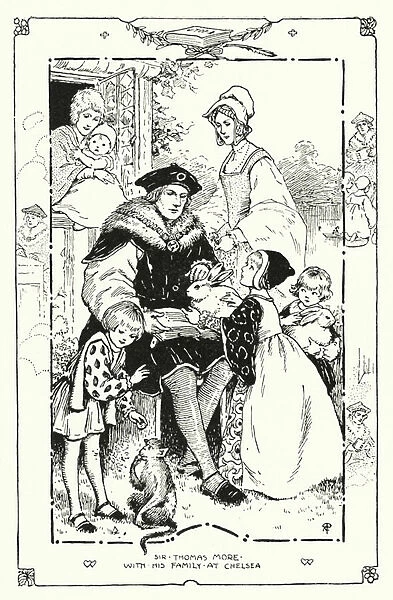Sir Thomas More with his Family at Chelsea (litho)