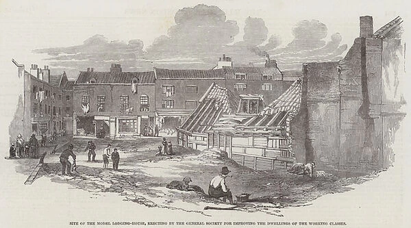 Site of the Model Lodging-House, erecting by the General Society for Improving the Dwellings of the Working Classes (engraving)