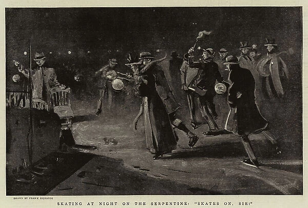 Skating at Night on the Serpentine, 'Skates On, Sir!' (engraving)