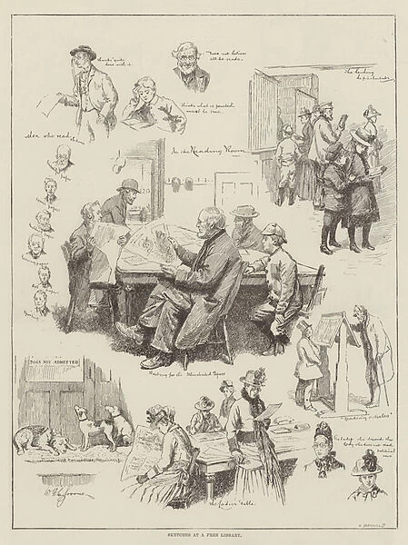 Sketches at a Free Library (engraving)