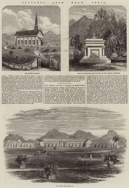 Sketches from Mhow, India (engraving)