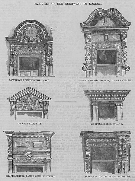 Sketches of Old Doorways in London (engraving)