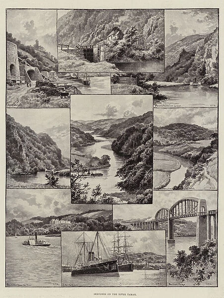 Sketches on the River Tamar (litho)