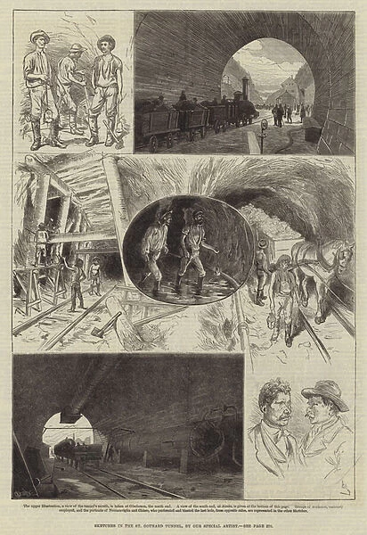 Sketches in the St Gothard Tunnel (engraving)