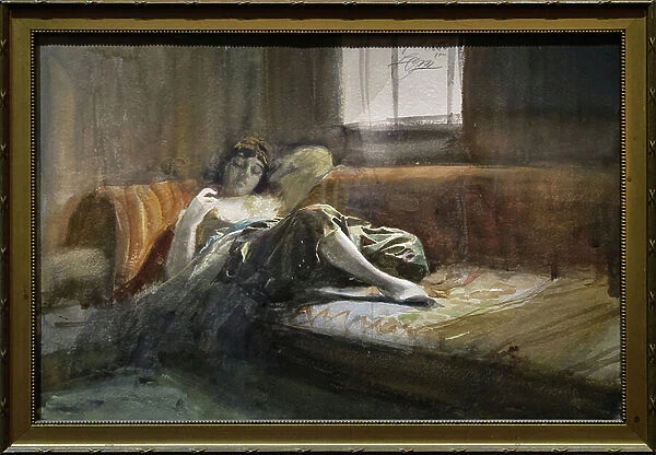 Sleeping odalisque (1886, watercolor on paper). Stockholm, private collection. Anders Zorn (1860-1920)