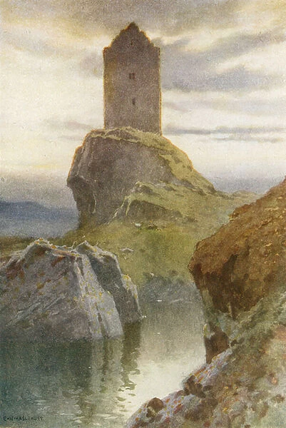 Smailholm Tower (colour litho)