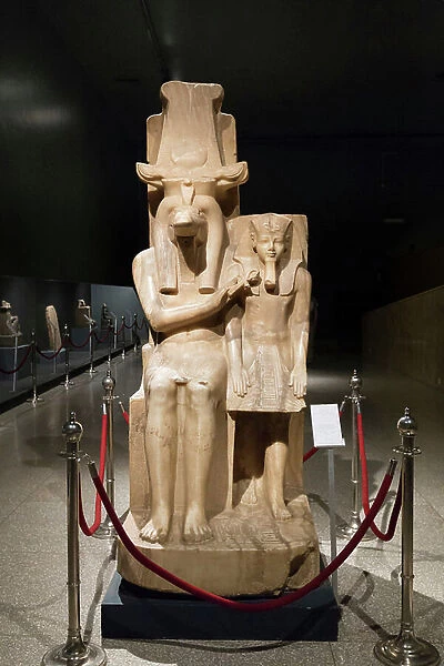 Sobek and Amenhotep III, 1403-1365 BC, from Dahamsha (calcite)