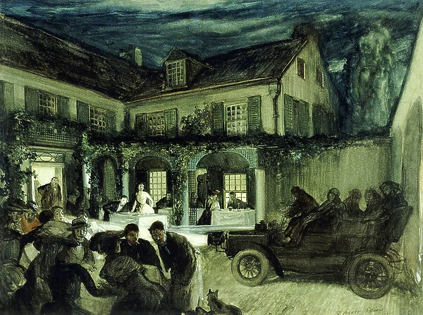 The Soiree, 1905 (watercolour, gouache and pencil on cream paper laid down on pape)