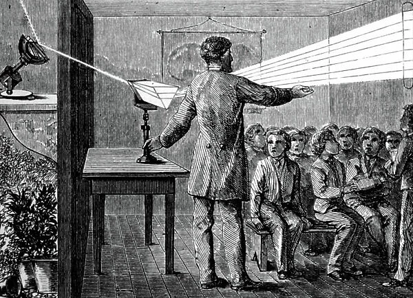 Solar spectrum being demonstrated to young boys, 1887