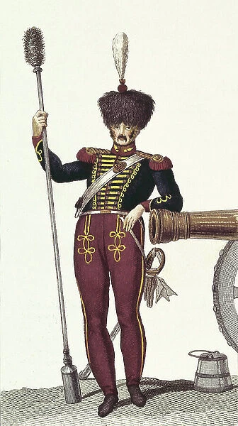 DE SOTTO, Serafin Maria, Earl of Clonard (1793 - 1862). Memoirs for the history of the troops of the Royal House of Spain. 1828. Artillery of the Royal Guard (1824). Etching. SPAIN. MADRID (AUTONOMOUS COMMUNITY). Madrid. National Library