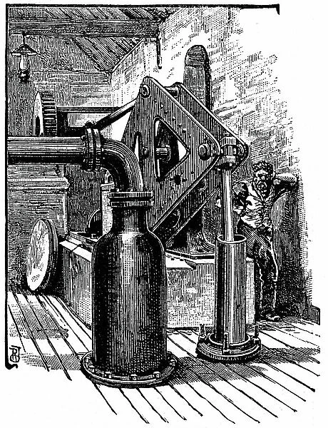 South Durham Salt Works, England: pumping engine for lifting brine from borehole. Engraving 1884