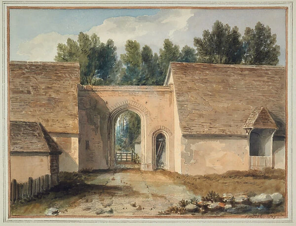 South gateway of the college at Maidstone, Kent, 1800-94 (Watercolour)