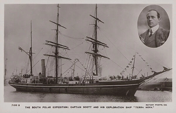 The South Polar Expedition: Captain Scott and his exploration ship Terra Nova (b  /  w photo)