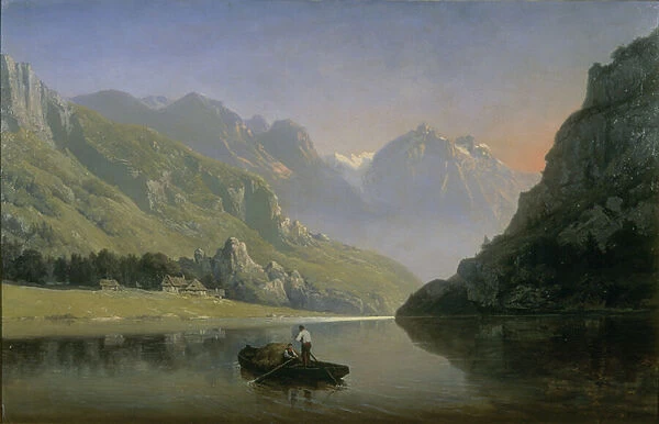 Souvenir of Savoy; Sunrise in the Mountains (oil on canvas)