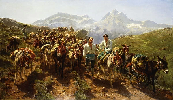 Spanish Muleteers Crossing the Pyrenees, 1857 (oil on canvas)