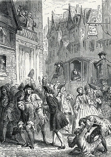 The speculative bubble at the time of the Law system, 19th century (engraving)