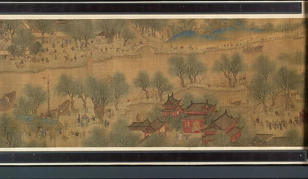 Spring Festival on the River (detail), handscroll (ink and colour on silk)