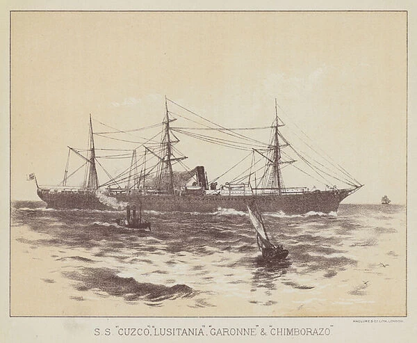 SS 'Cuzco', 'Lusitania', 'Garonne'and 'Chimborazo'(litho)