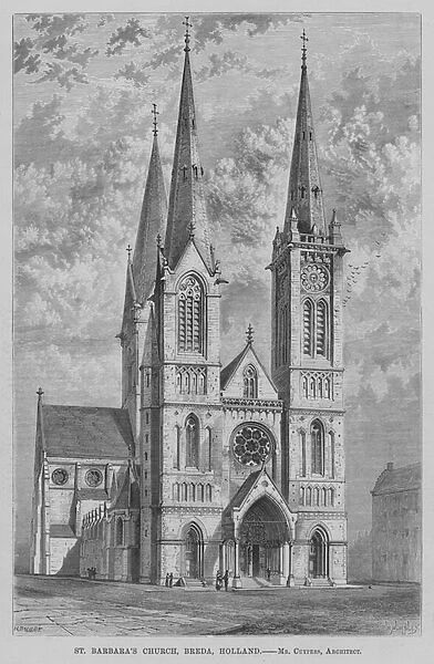 St Barbaras Church, Breda, Holland (engraving)