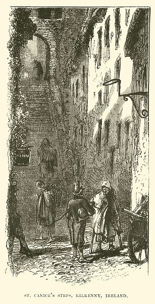 St Canices Steps, Kilkenny, Ireland (engraving)