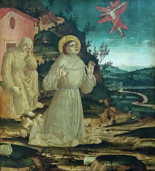 St Francis of Assisi receiving the stigmata (tempera on wood panel)