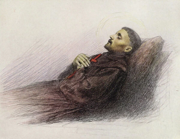 St Francis on his Death-Bed (colour litho)