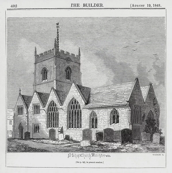 St Johns Church, Worcester (engraving)