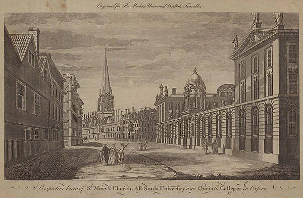St Marys Church, All Souls, University and Queens Colleges, Oxford (engraving)