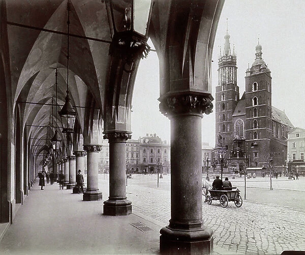 St. Mary's Church photographed from the portico, in the city of Cracow