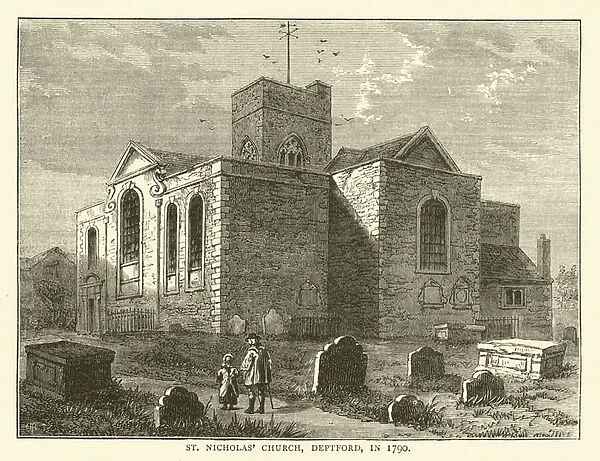 St Nicholas Church, Deptford, in 1790 (engraving)