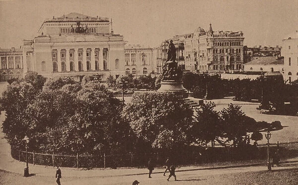 St Petersburg: The Monument of Catherine II (b  /  w photo)
