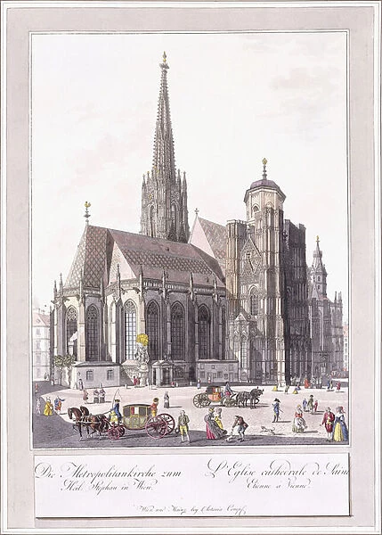 St. Stephens Cathedral in Vienna, 1779-1792 (hand-coloured etching)