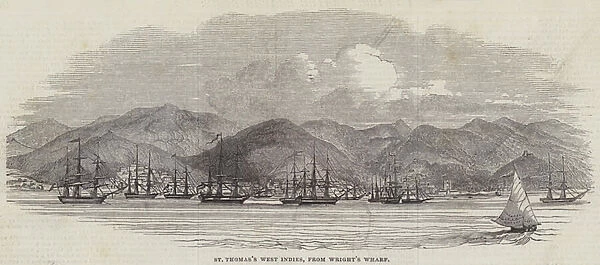 St Thomass West Indies, from Wrights Wharf (engraving)