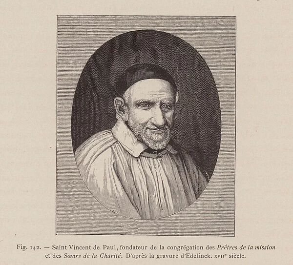 St Vincent de Paul, French Catholic priest (engraving)