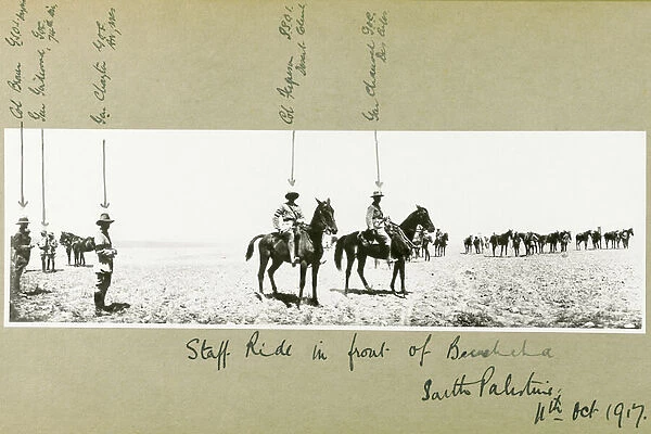 Staff ride in front of Beersheba, South Palestine, October 1917 (b  /  w photo)