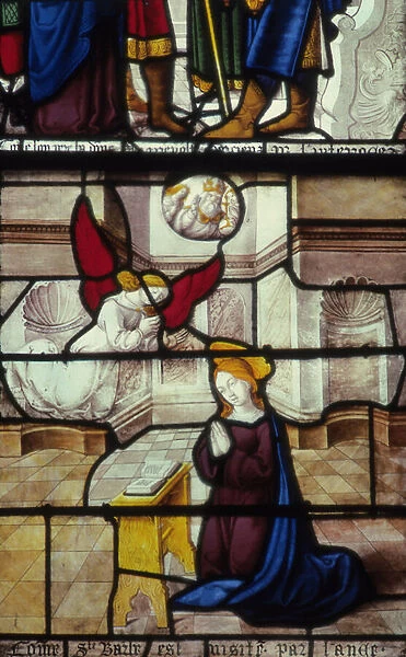 Stained-glass window of the Saint Barbara Chapel, Church of Notre-Dame de Semur-en-Auxois
