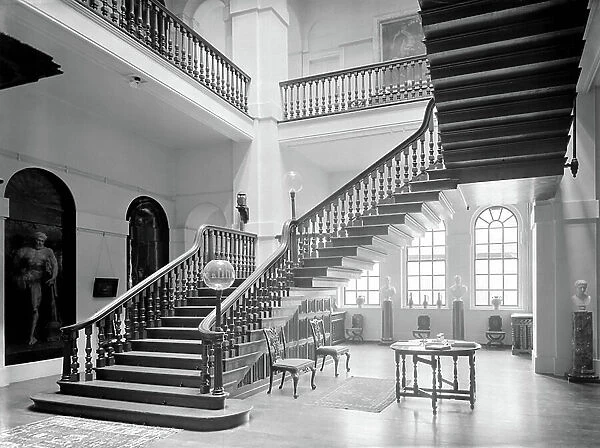 The staircase at Kings Weston House, Bristol, from The Country Houses of Sir John Vanbrugh by Jeremy Musson, published 2008 (b / w photo)