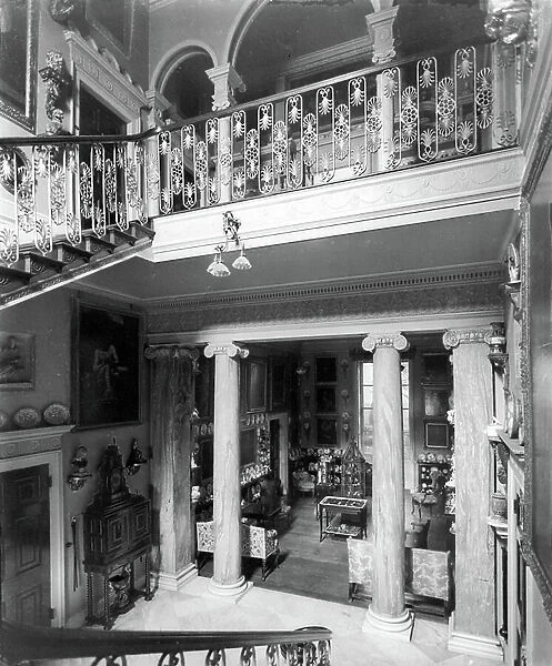 The staircase at Newby Hall, Yorkshire, from The Country Houses of Robert Adam, by Eileen Harris, published 2007 (b / w photo)
